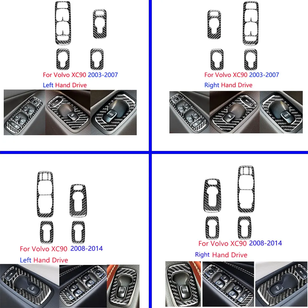 

Carbon Fiber Car Window Lift Switch Button Panel Cover Trim For Volvo XC90 03-14