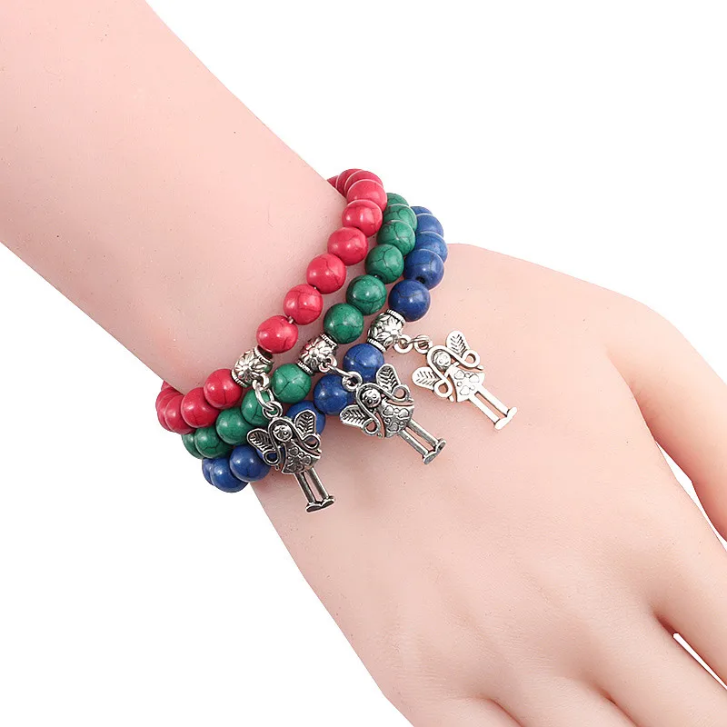 Шарм для мужчин и женщин натуральный камень браслет из бисера Ангел Кулон