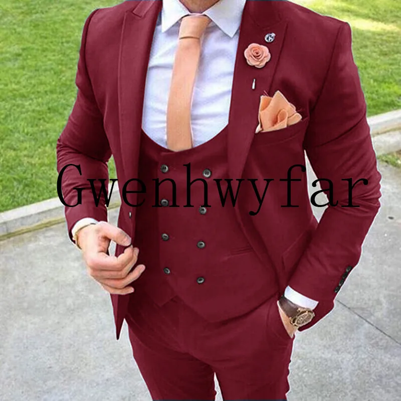 Новый дизайн 2018 элегантная брендовая Slim Fit для костюм Для мужчин комплект из 3
