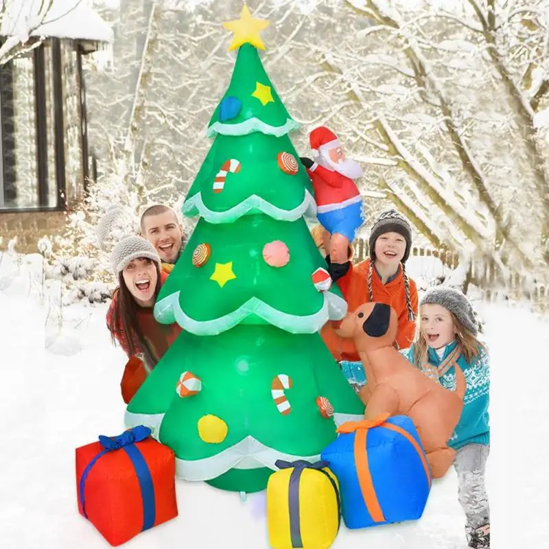

2.1m Inflatable Spree Christmas Tree Inflatable Doll Santa Claus Puppy Decoration Creative Funny Humor Toy Courtyard Decoration