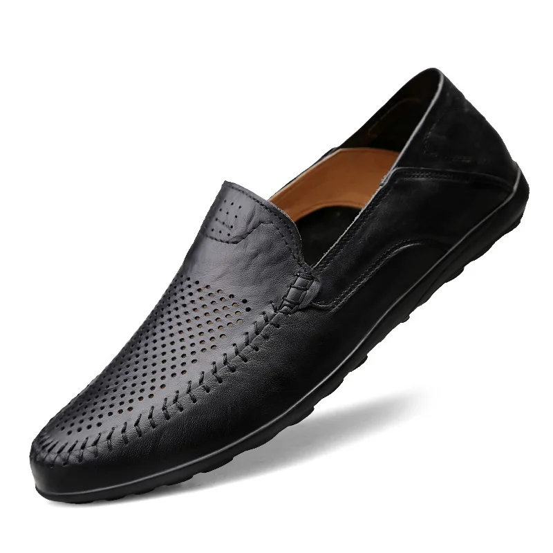 8008CK-Black Г., повседневная мужская обувь дышащие мокасины из натуральной кожи, водонепроницаемые мужские мокасины на плоской подошве, обувь для вождения без шнуровки Новые Большие размеры 47 - Цвет: 8008CK-Black