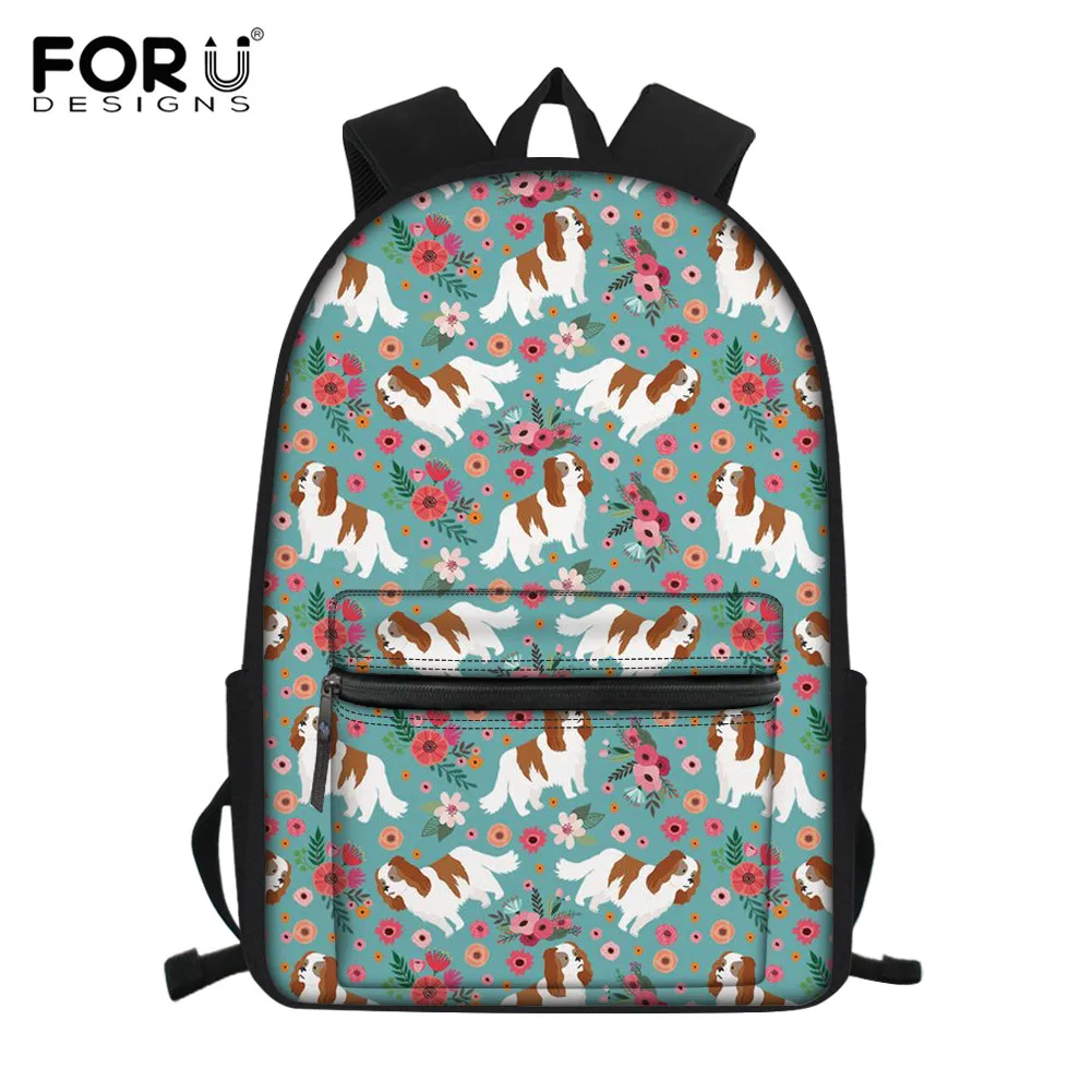 FORUDESIGNS/рюкзак для девочек кавалер король Шарль спаниель печать для подростков школьная книга рюкзаки женский рюкзак
