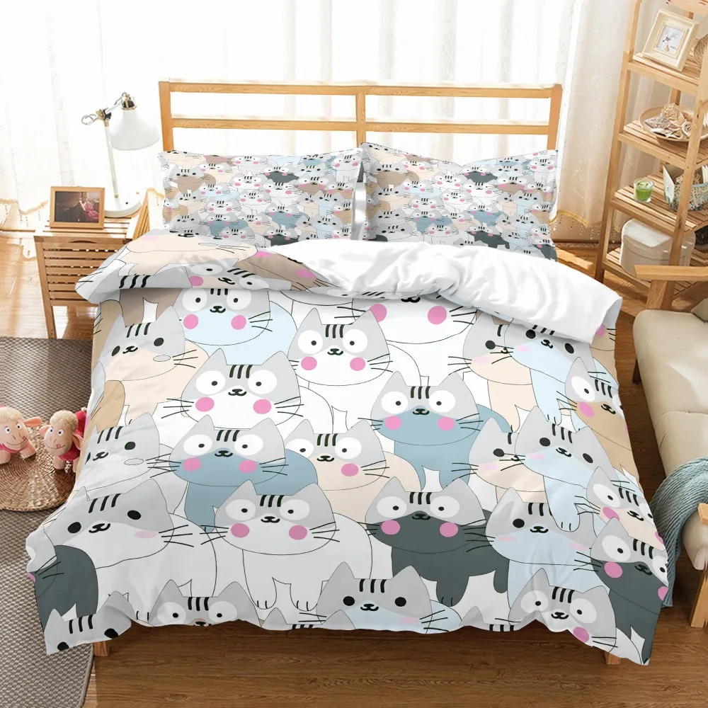 Набор постельного белья с рисунком милых кошек из микрофибры набор