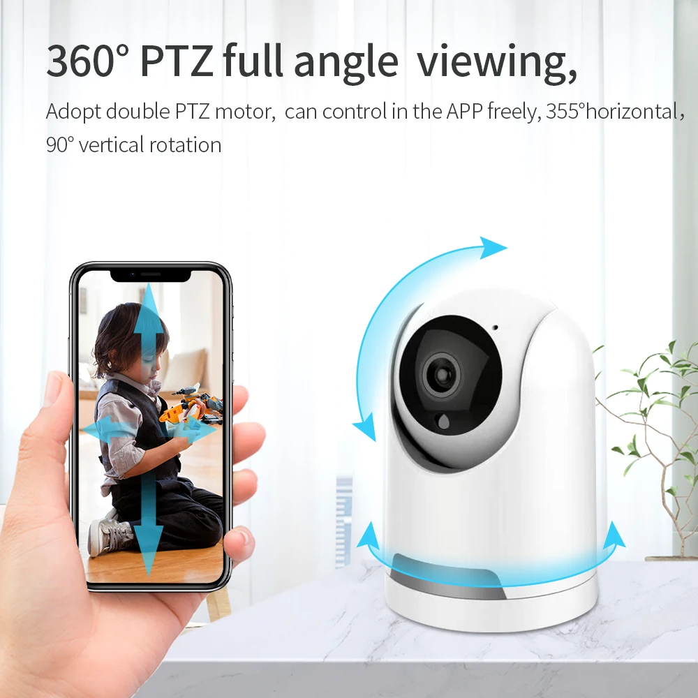 Умная домашняя Wi Fi камера 3MP Tuya для системы видеонаблюдения PTZ детей поворот на 360