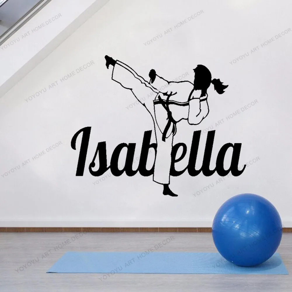 

Karate Martial Arts Personalized Custom Girl Women Name auto sticker Vinyl Wall Decal Sticker Decoration yw-29