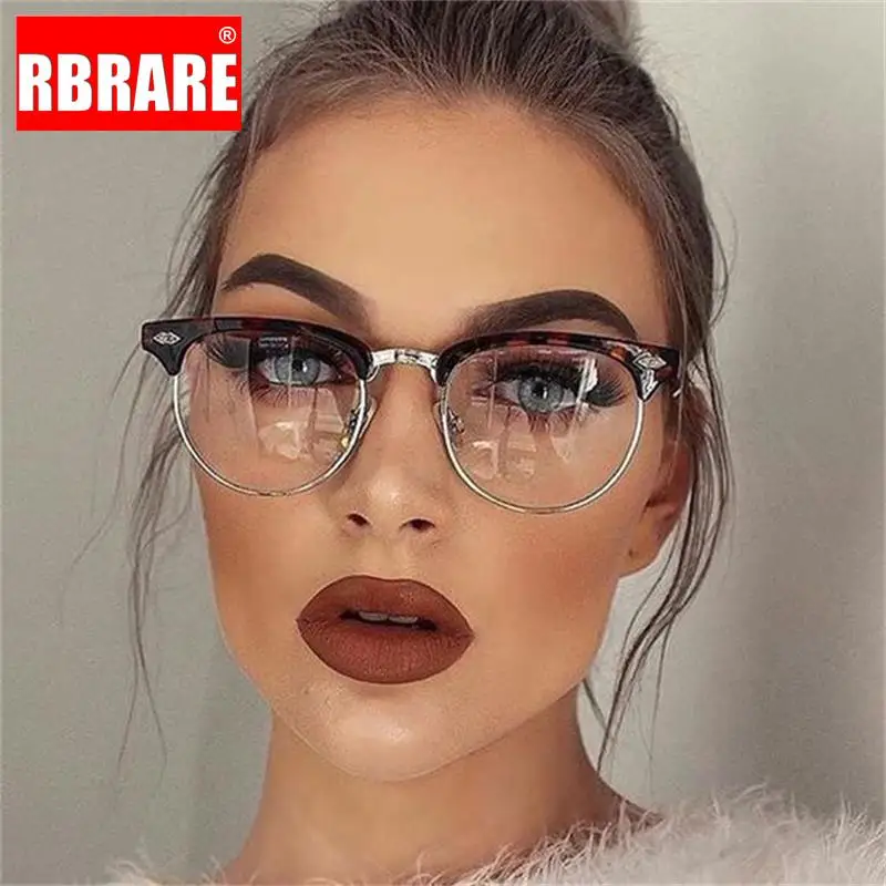 

RBRARE Classic Metal Frame Glasses Women Retro Anti Blue Light Glasses Frame Men Round Eyeglasses Monturas De Lentes Mujer