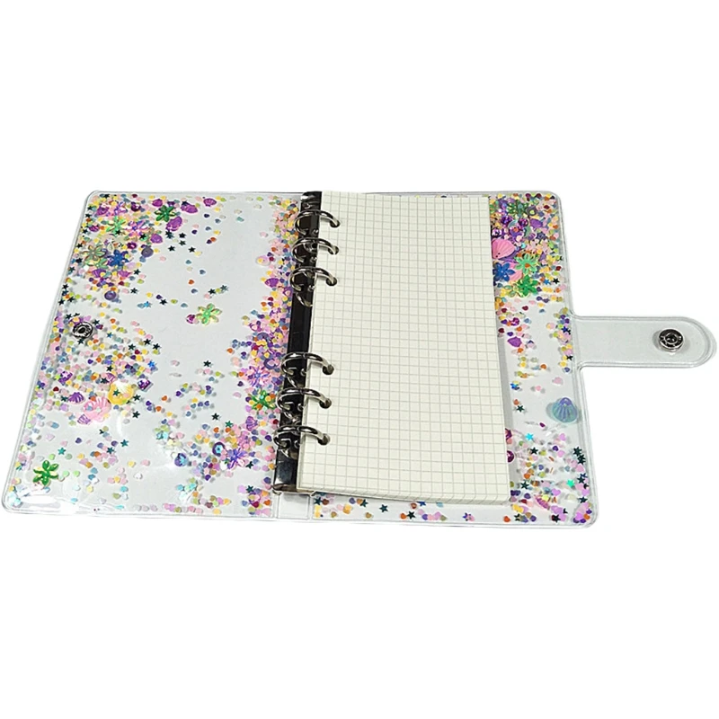

A5 A6 Glitter Sequins Loose Leaf Binder Notebook Cover Transparent 6 Rings File Folder Stationery Office Supplies