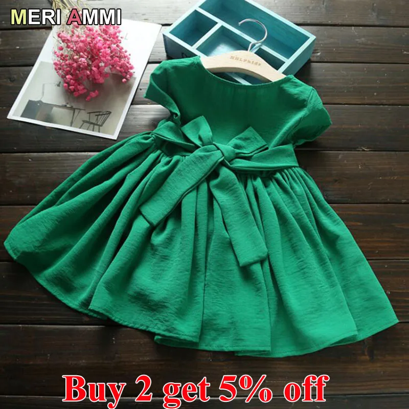 MERI AMMI/детская одежда для девочек; платья с короткими рукавами красного и зеленого цвета для От 2 до 11 лет девочек; J594