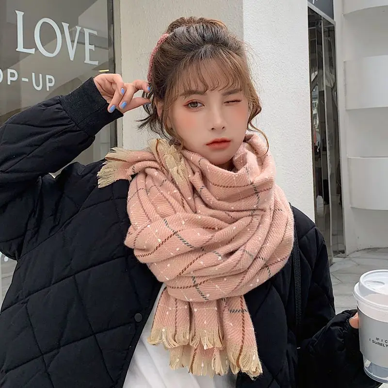 

2020 Trendy England Classic Plaid Cashmere Scarf Thicken Warm Winter Pashmina Shawl Long Wraps Foulard Femme Casual Bufanda