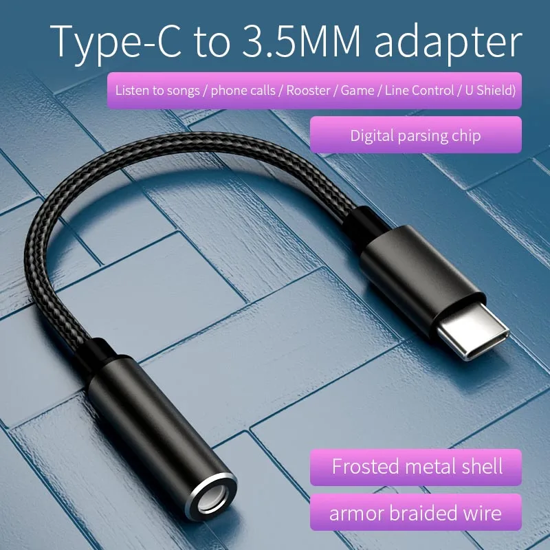

Suitable for Xiaomi/Huawei Type-C to 3.5mm headset digital adapter audio data cable supports game calls and other functions