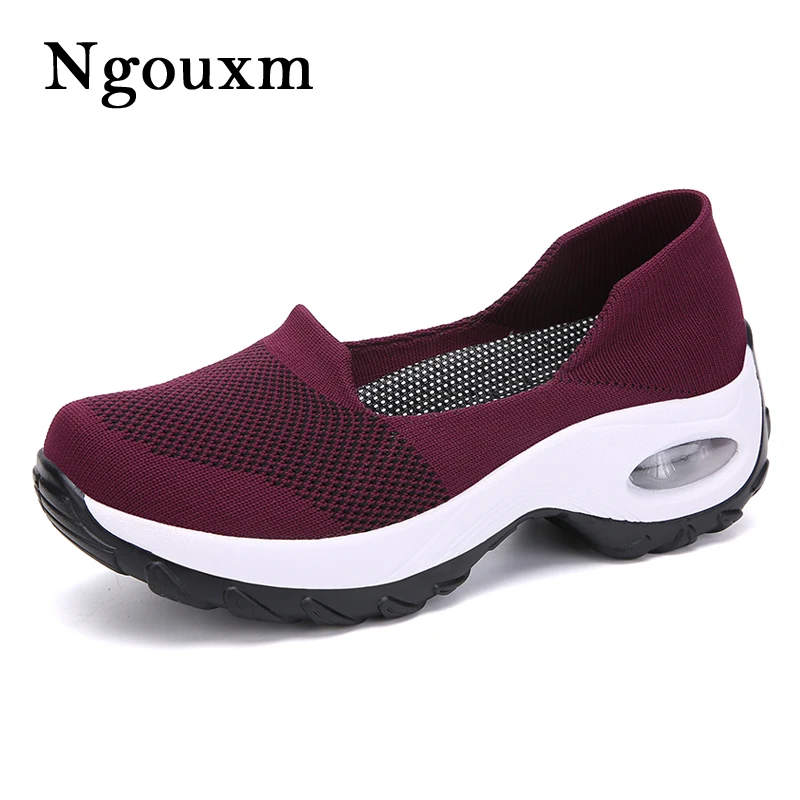 EOFK/женские кроссовки без шнуровки Сезон весна лето Вязаная амортизирующая