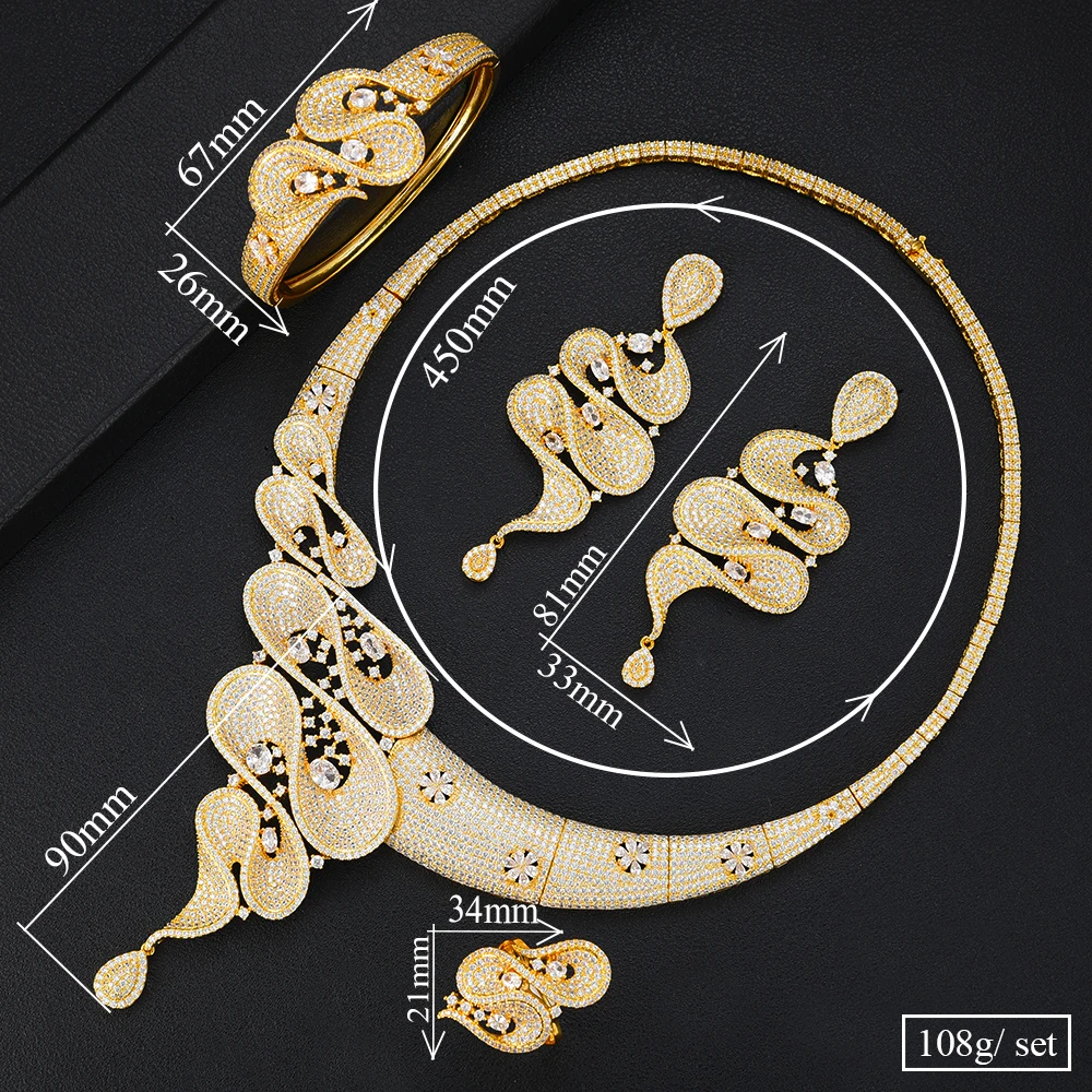 GODKI Luxury Geometry Dubai Gold Jewelry Sets Nigerian Wedding African Beads Bridal Jewellery Set Cubic Zircon Ethiopian | Украшения и