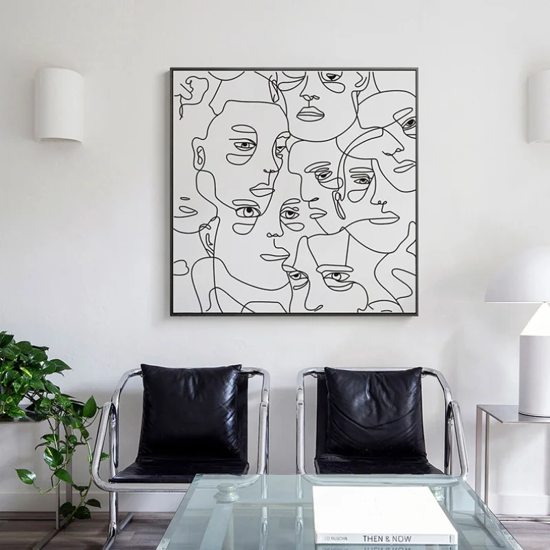 

Modern Living Room Sofa Poster Character Creative Square Nordic Minimalist Abstract Home Decoration Printing Hanging Painting