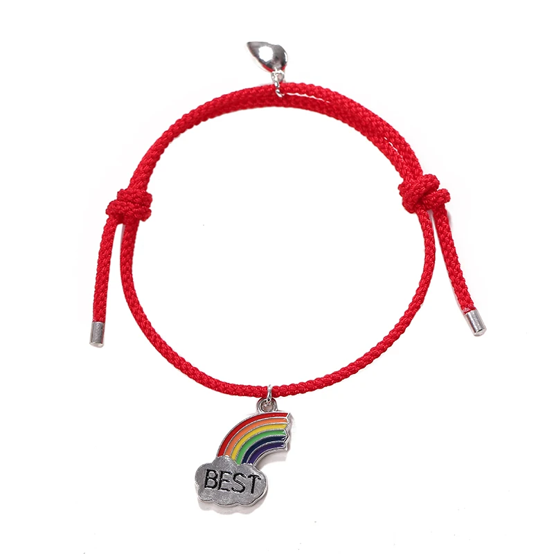 

2PCS Couple Bracelets for Women Men Friendship Charm Rainbow Star Rope Braided Distance Magnetic Bracelet Lover Rope Jewelry