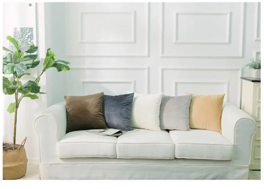 Nordic Style Velvet Pillowcase Simple Solid Throw Cushion Covers Square Pillow Cover for Bedroom Sofa Living Room Decoration