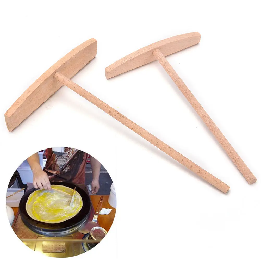 

1 PCS Wooden Crepe Maker Pancake Batter Spreader Stick Home Kitchen Tool Kit DIY Use 2 Sizes