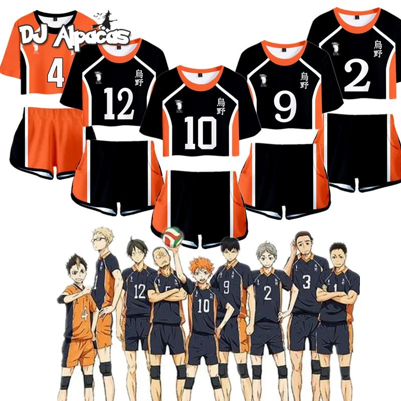Haikyuu Cosplay костюм комплект Хината Shoyo футболка и шорты с изображением Sugawara Koushi