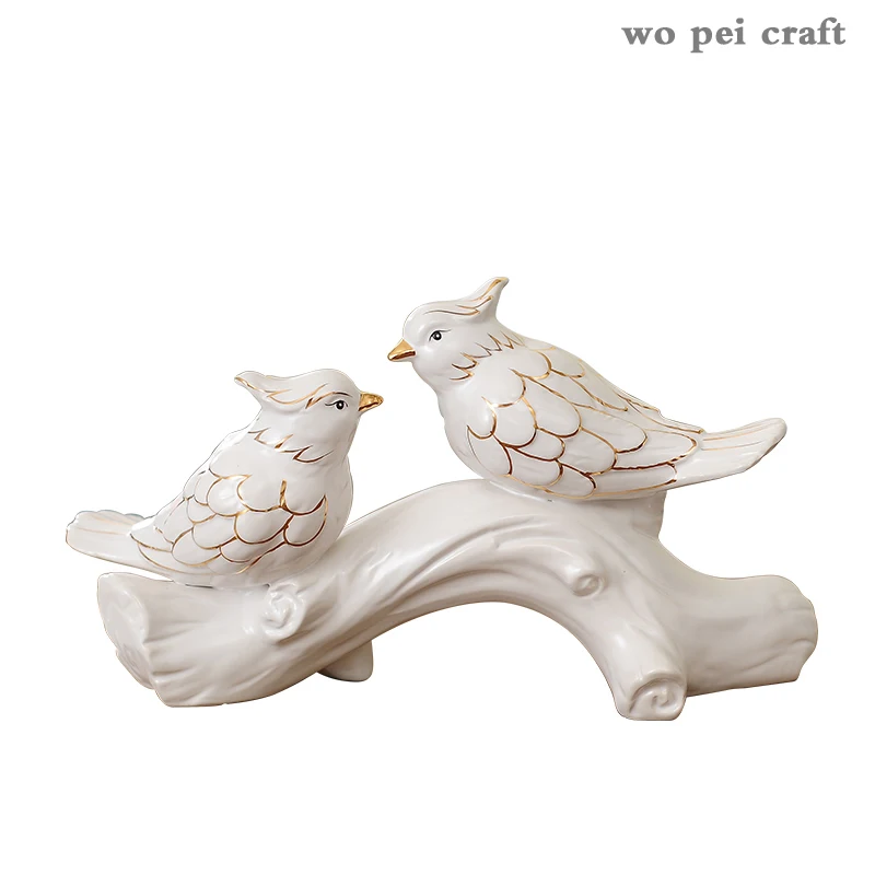 

Painted Ceramic Bird Statue Resin Figurines Ornaments Mandarin Duck Lovely Porcelain Crafts Statuette Modern Home Decoration