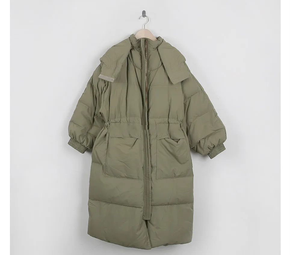 

Winter New Long Loose Hooded Down Cotton Plus Size Slim Solid Warm Coat Women