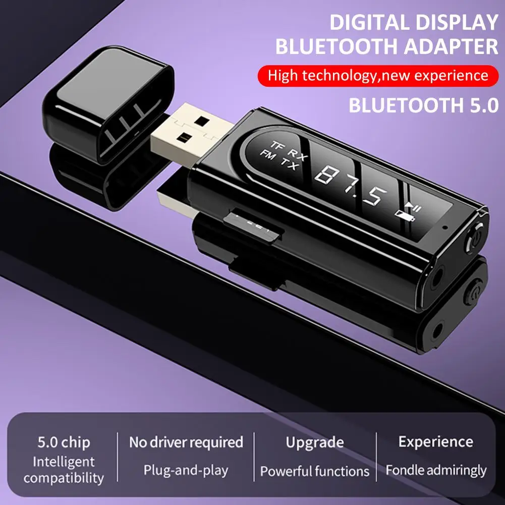 Bluetooth 5 0 приемник автомобиля светодиодный передатчик FM модулятор кард ридер