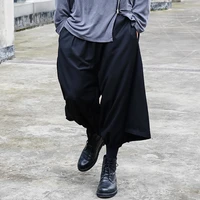 mens nine minute trousers springsummer yamamoto style fake 2 pieces culottes mens small foot trousers loose haren trousers