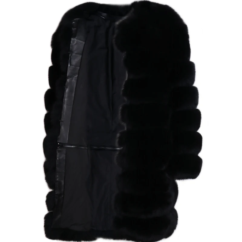 Дамская Шуба длинное женское пальто из натурального Лисьего меха | Женская