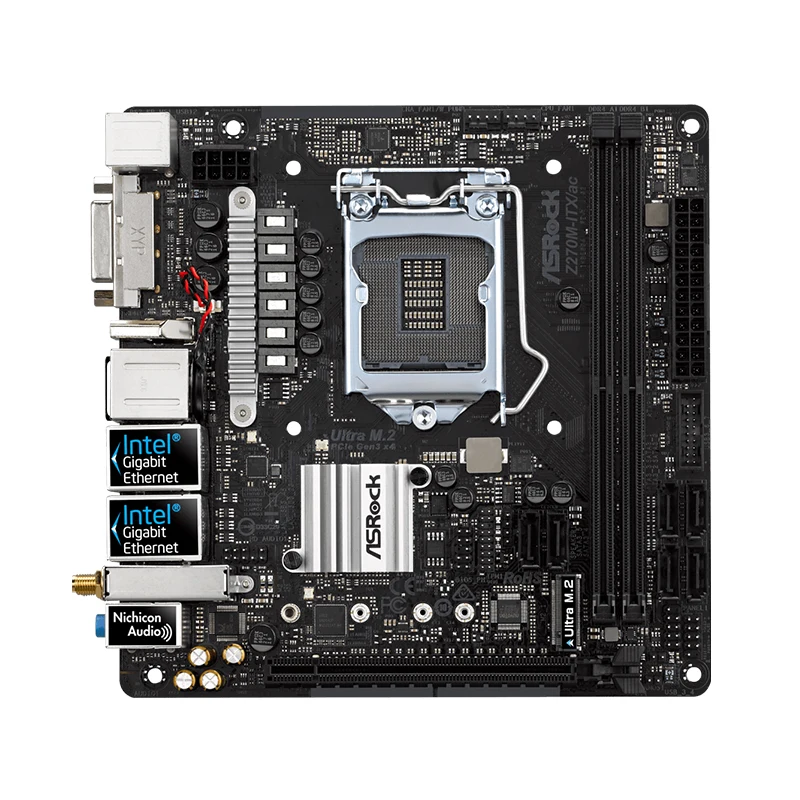 

Z270M-ITX/ac для ASRock LGA 1151 Intel Z270 десктопная материнская плата ddr4 32G 2 × M.2 PCI-E 3,0 Core i5-6400 6500 процессор USB3.0 Mini-ITX