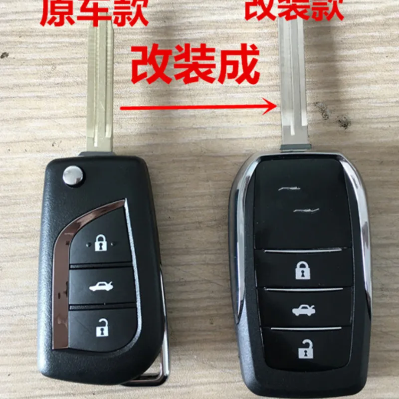 Модифицированный откидной Чехол DAKATU для автомобильного ключа с 3 кнопками Toyota Levin