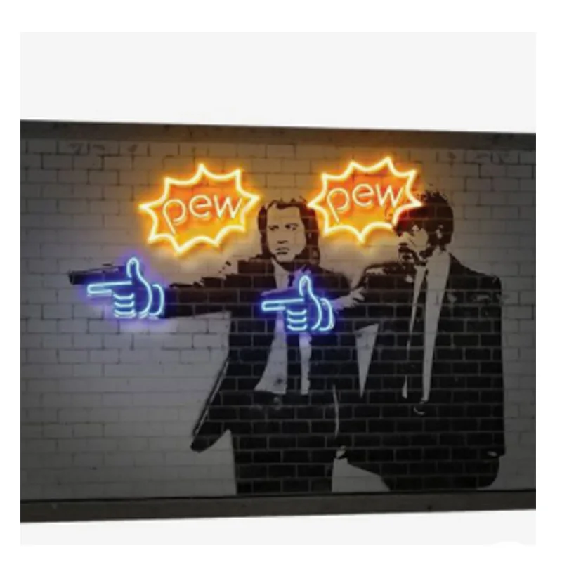 Неоновая вывеска для пистолета демонстрация игровой комнаты неоновые лампочки