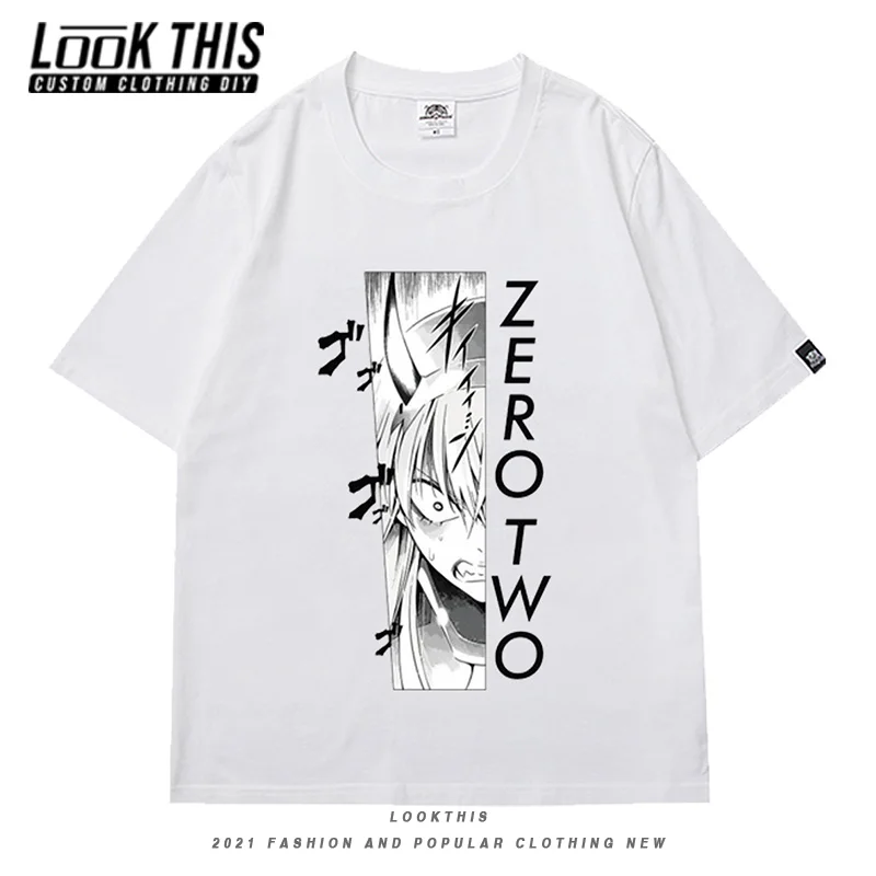 

Teen Oversized T Shirt DARLING in the FRANXX Men T-shirt Harajuku Hot Anime Summer 2021boy Teen Daily Short Sleeve T-shirts