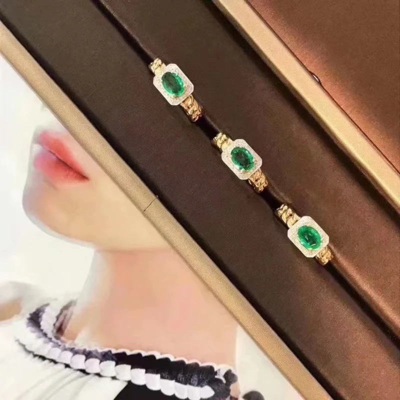 new style elegant green emerald ring for women jewelry 925 sterling silver natural real gem girl birthday gift | Украшения и