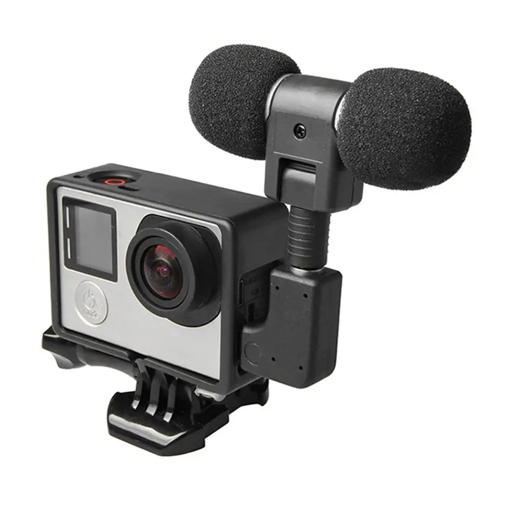 Стерео микрофон с защитным чехлом 3 5 мм микрофоном для камеры GoPro Hero 3/3 +/4 без шума