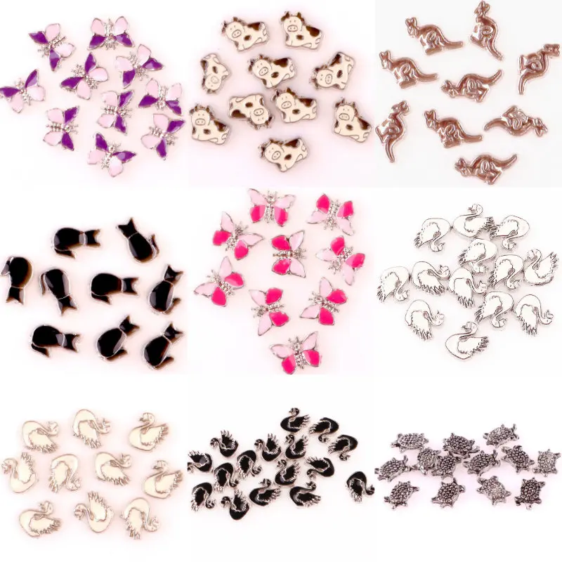 40 шт./лот винтажные эмалированные бабочки и лебеди плавающие амулеты в поисках