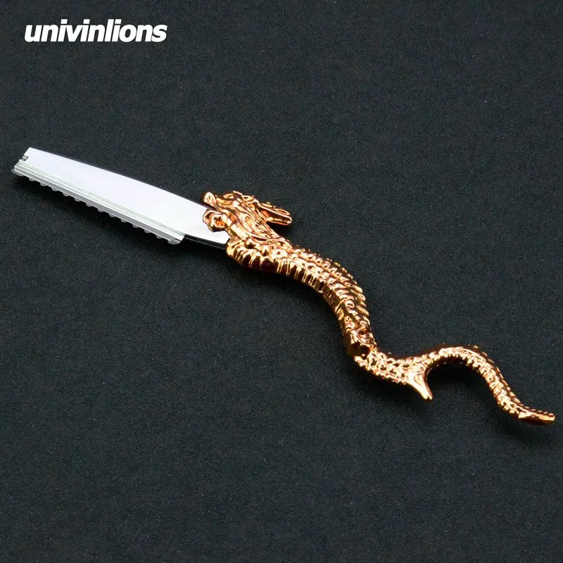 Univinlions нержавеющая Дракон прямое бритвенное лезвие Парикмахерская Филировочная Бритва Парикмахерская Бритва для волос с 10 лезвиями