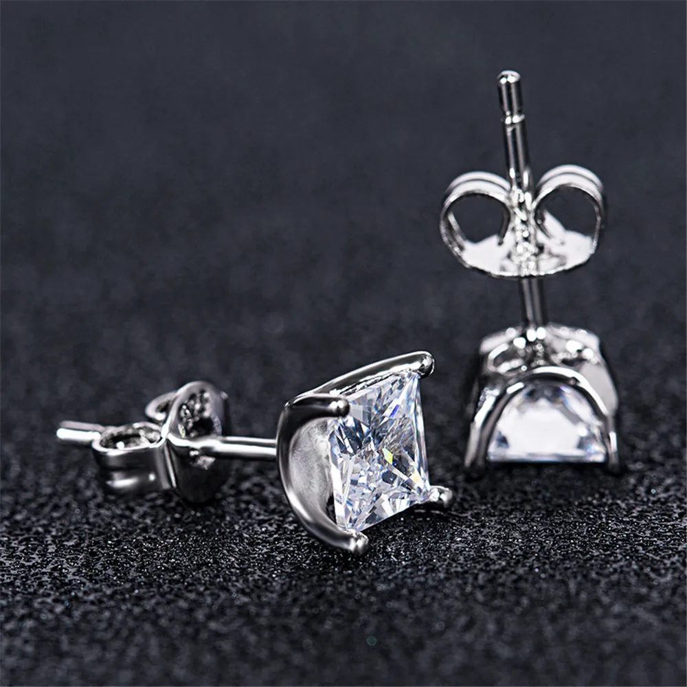 Элегантные серьги гвоздики Huitan с квадратным кубическим цирконием гало