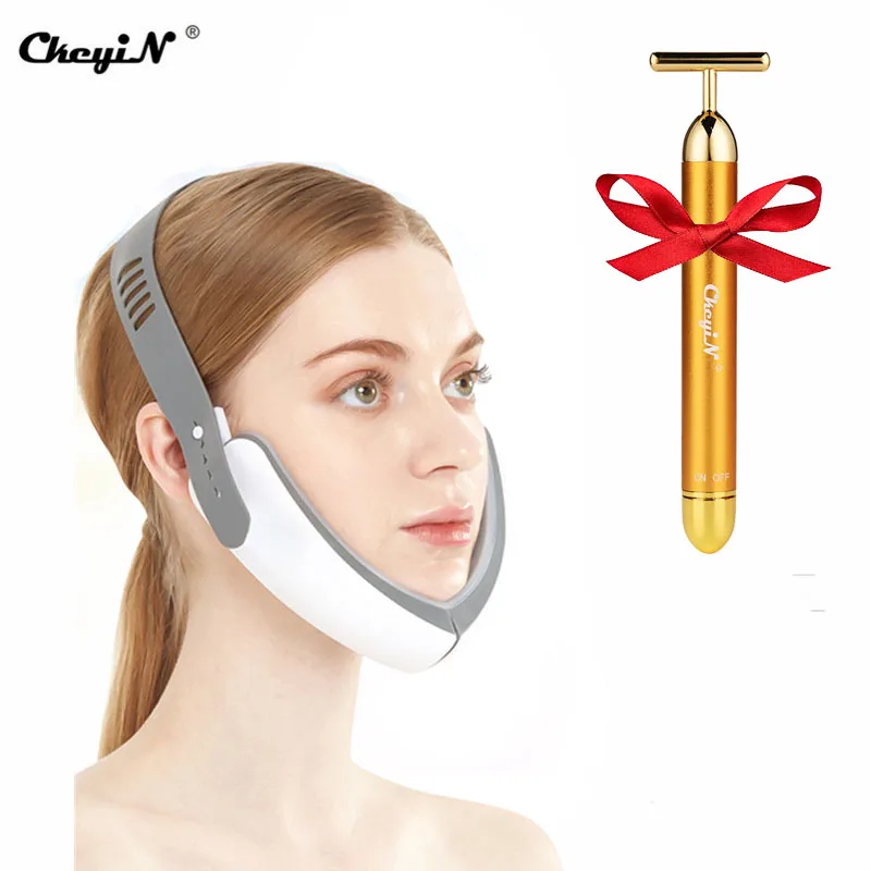 

CkeyiN LED V Face Lifting Instrument Masseter Double Chin Removal Color Light Skin Care Skin Tightening V Line Face Lift Belt