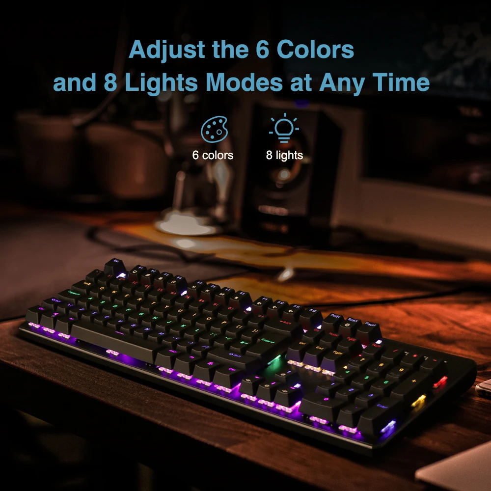 TeckNet Механическая игровая клавиатура Проводная RGB 8 Светодиодный переключатель с