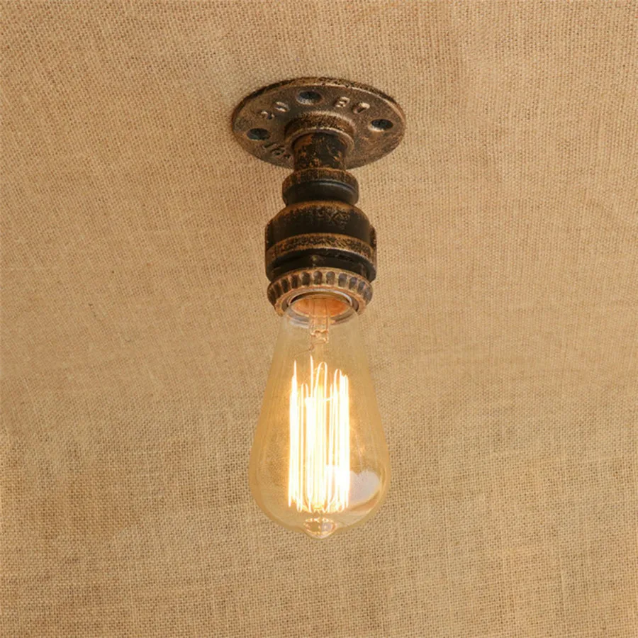 Lámpara de techo de tubo de hierro Vintage E27 Loft, soporte lámpara de techo, espejo junto a aplique de pared, accesorios de iluminación