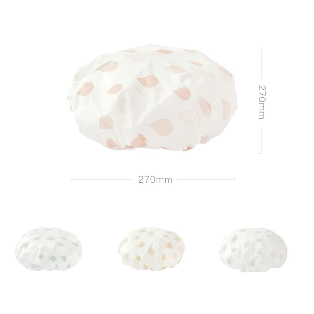 

Waterproof Shower Cap Dot Bath Hair Cover Hat Bathroom Products Wide Elastic Band Color Random Dropshipping