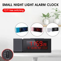 led display digital clock motion sensor 7 color dimmable night light usbbattery 6 settings with snooze temprh monitor fm radio
