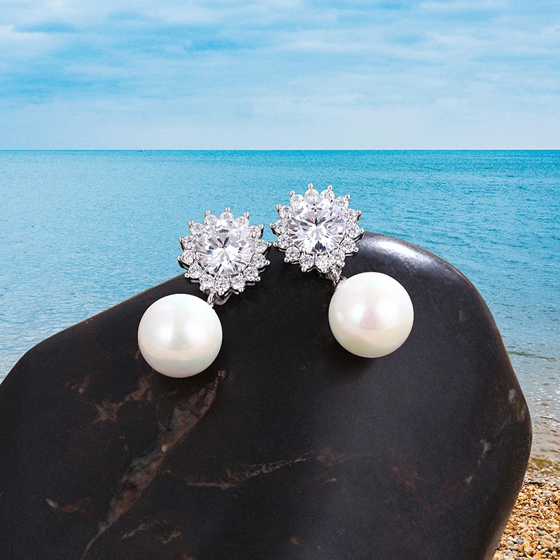 Лидер продаж Новая женская мода простые жемчужные серьги инкрустированный