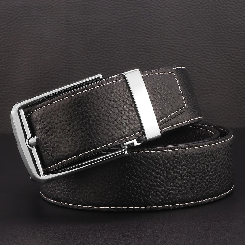 High Quality Black Belt Men's Fashion Pin Buckle Designer Luxury Brand Leather Coffee Belt Cintos Masculinos