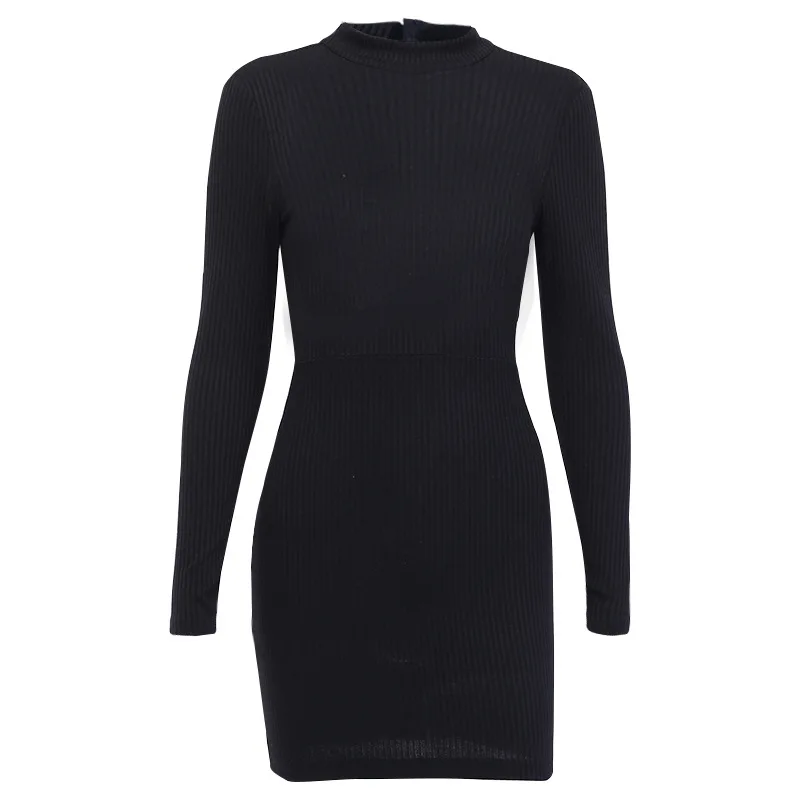 Сексуальное трикотажное платье свитер Женская осенне зимняя одежда Империя с