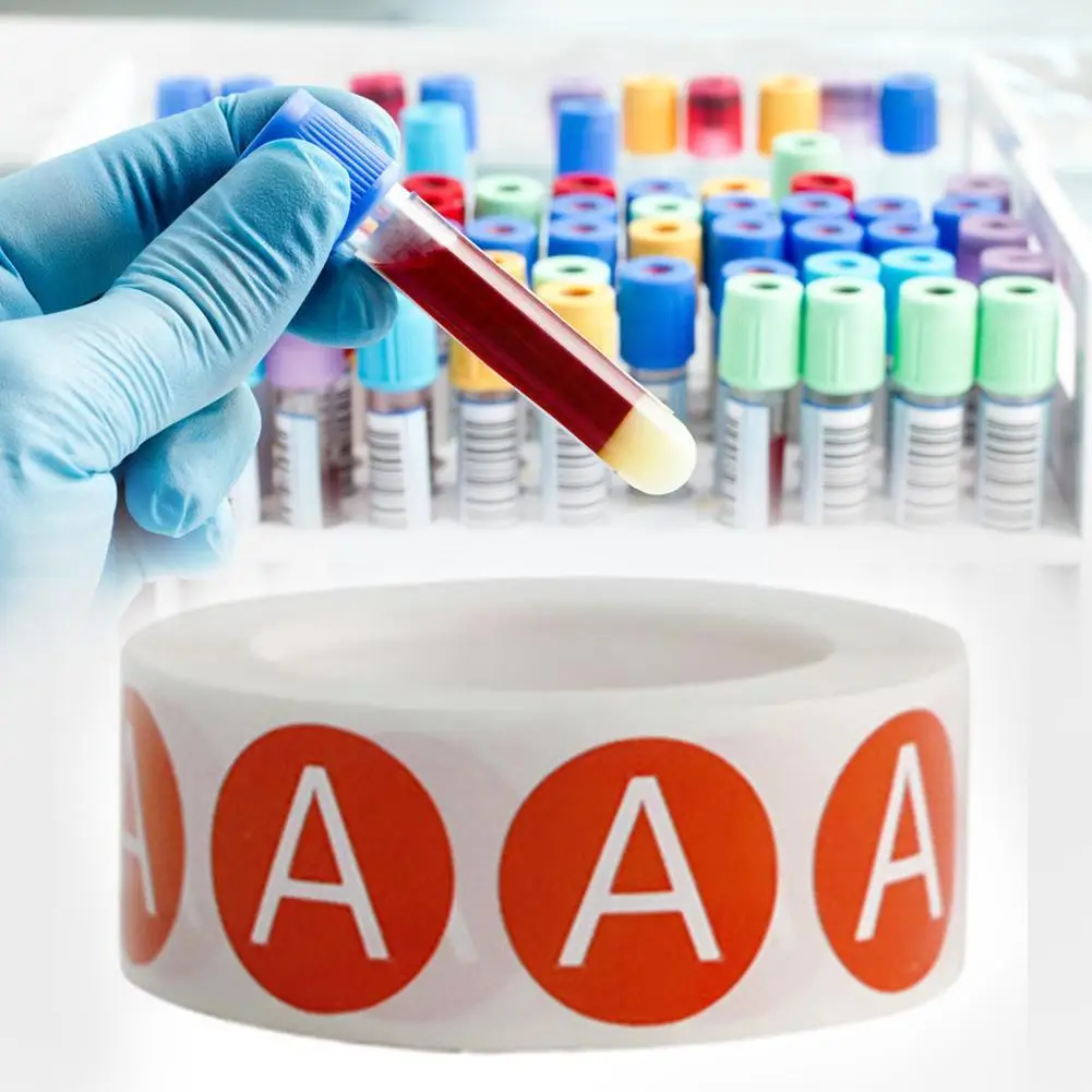 

Blood Type Label Stickers Round Stickers Isolation And Allergies Stickers Care Self-adhesive Waterproof E3K6