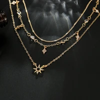 fashion star pendant layered statement necklaces for women girls choker necklace party jewelry zircon crystal pendant gifts