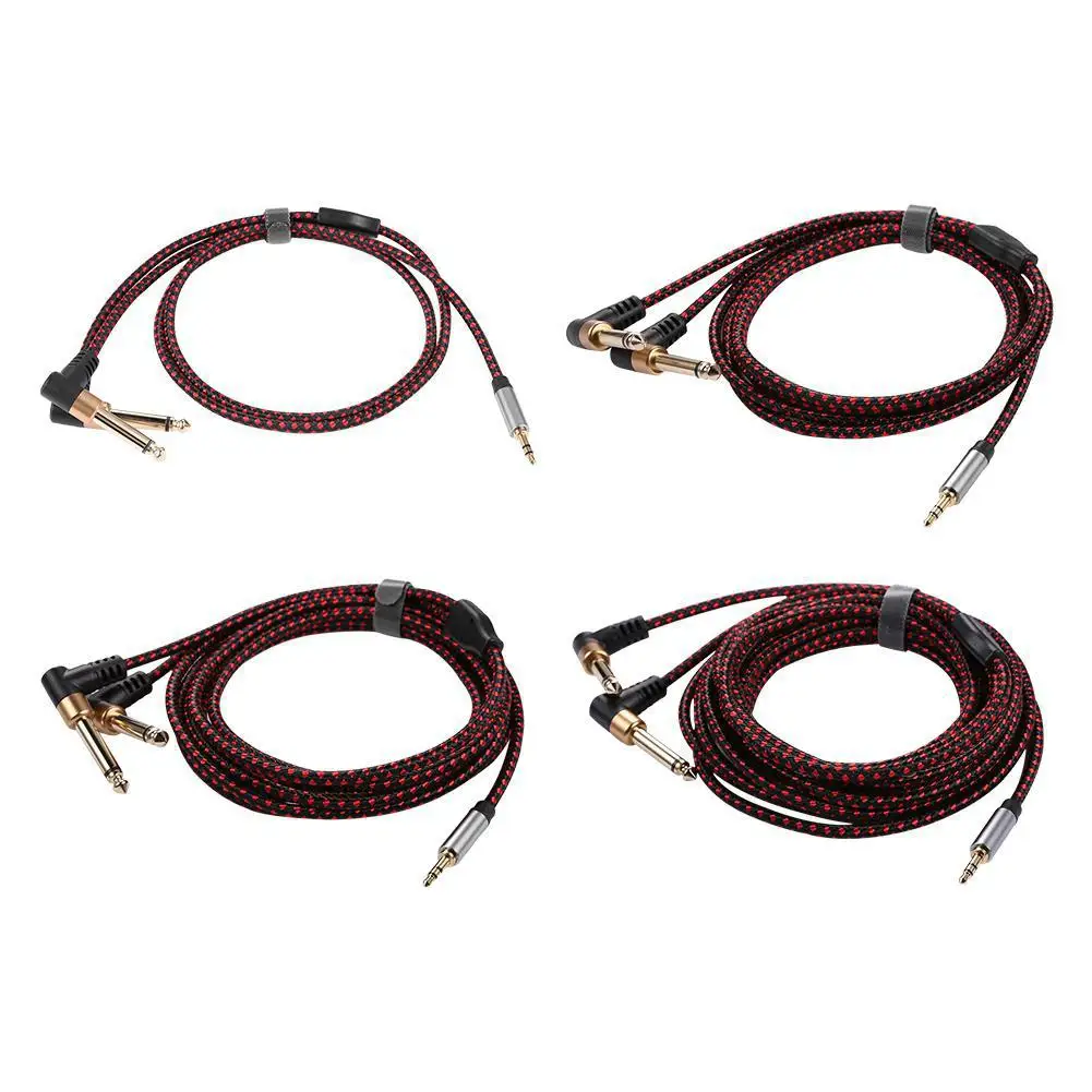 Угловой аудиокабель с разъемом Mini Jack 3 5-Dual 1/4 &quotJack для усилителя колонки ТВ ПК