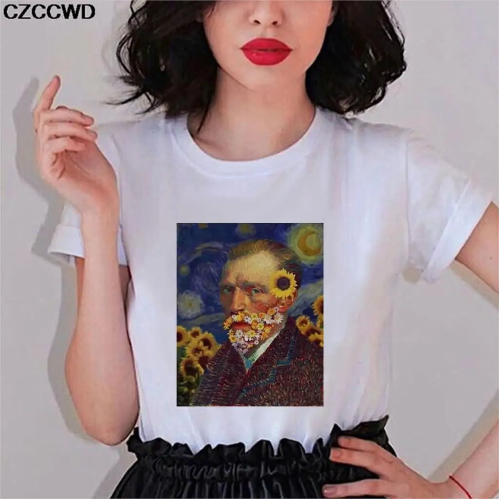 Женская одежда 2019 Новая женская футболка с принтом Spoof Vangof индивидуальная