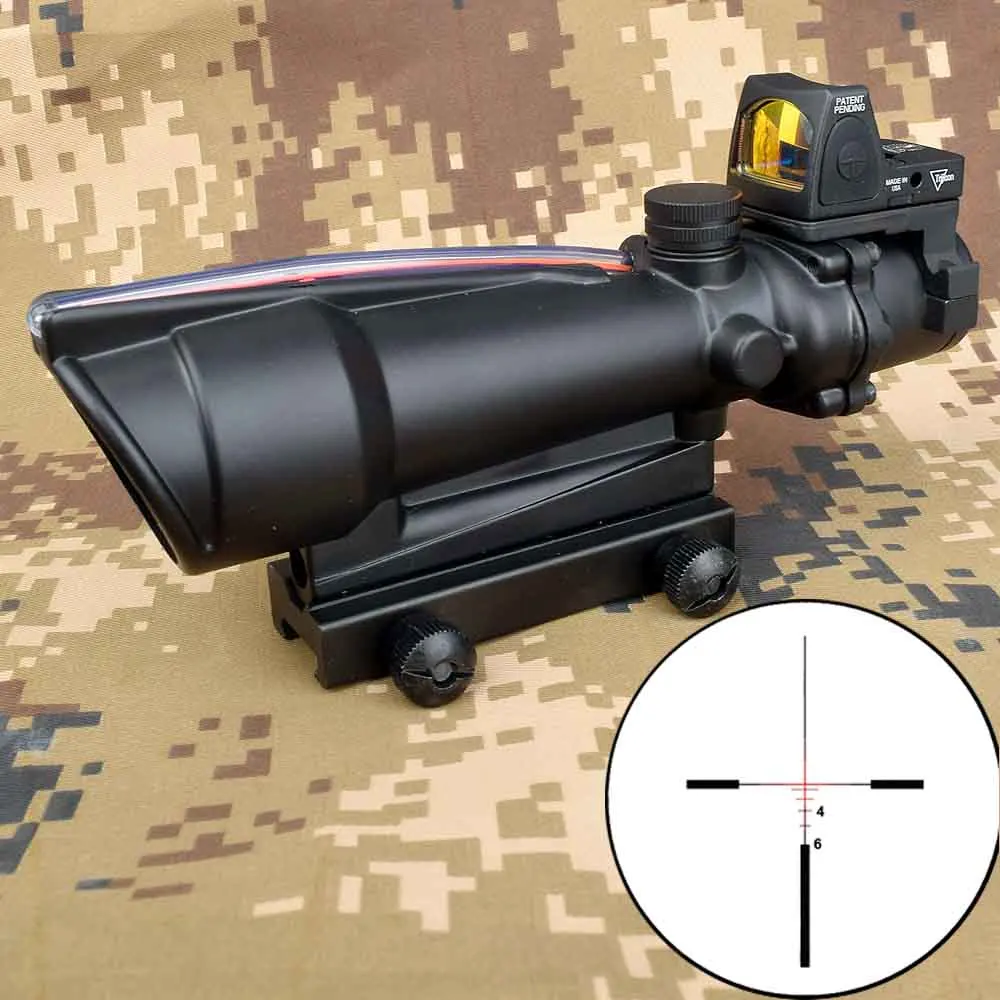 Синий 5X35 ACOG охотничий прицел BDC шеврон Подкова Сетка оптические прицелы с красной точкой для тактической винтовки cal. 223. 308 - Цвет: Синий