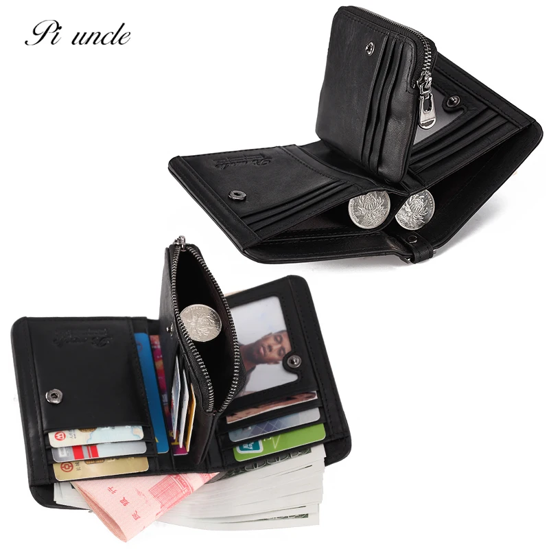 Модный мужской короткий кошелек из натуральной кожи с монетками Карманный