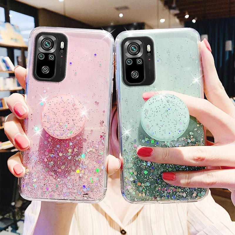 

Redmi Note 10 Pro Case Bling Glitter Cover for Xiaomi Redmi Note 9 10 Pro 11 8 8T 7 9S 10S Holder Cases Redmi 9 9A 9C 8 7A Soft